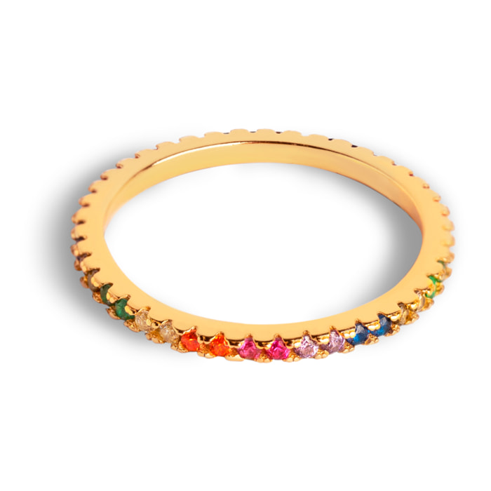 Anillo Cleo Colors Plata Baño Oro