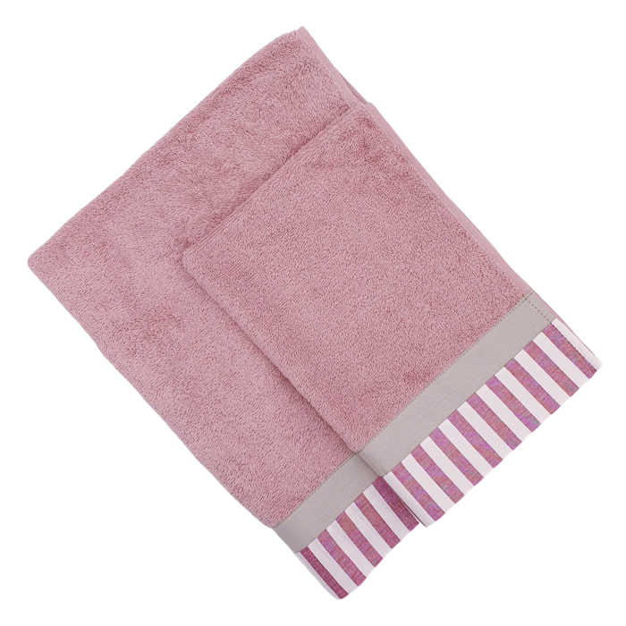 Set Spugna AMALFI 2 Pezzi: Viso+Ospite - Malva - 450 gr/m² - Puro Cotone