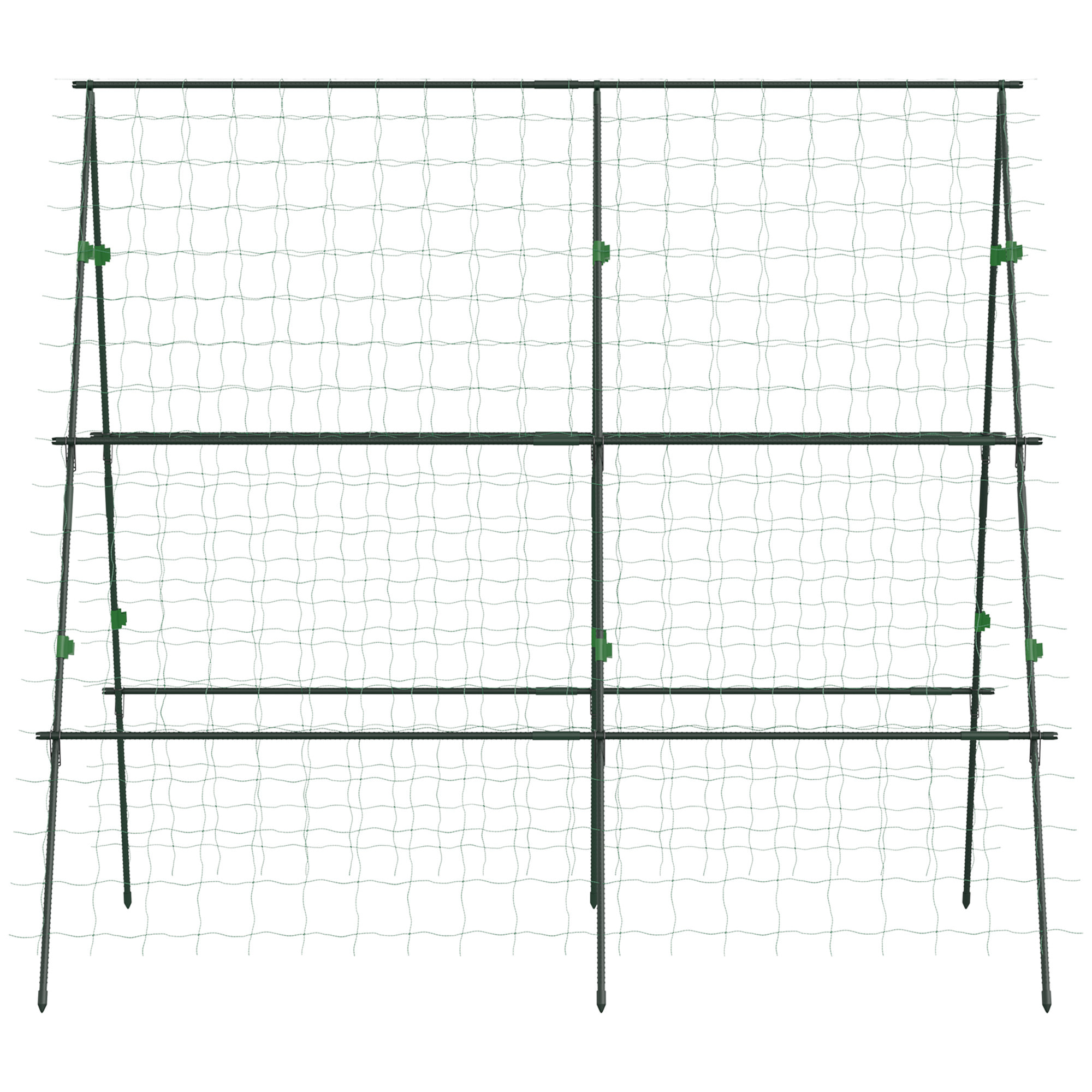 Enrejado de Jardín Triángulo Soporte para Plantas Trepadoras con Marco de Acero para Frutas Verduras Flores Decoración Exterior Patio Terraza 180x100x180 cm Verde