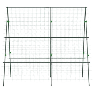 Enrejado de Jardín Triángulo Soporte para Plantas Trepadoras con Marco de Acero para Frutas Verduras Flores Decoración Exterior Patio Terraza 180x100x180 cm Verde