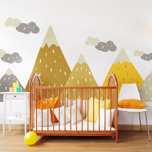 Stickers muraux enfants - Décoration chambre bébé - Autocollant Sticker mural géant enfant montagnes scandinaves GOPIKA