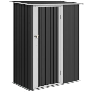 Abri de jardin - remise pour outils - cabanon porte verrouillable - dim. 142L x 84l x 189H cm - tôle d'acier anthracite blanc