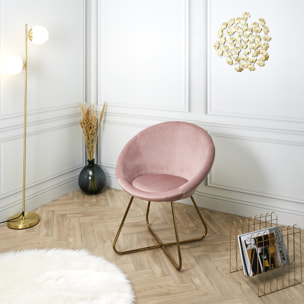 Fauteuil Karl Velours Rose