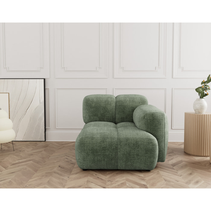 Grace - module d'assise droit en velours texturé - Vert sauge