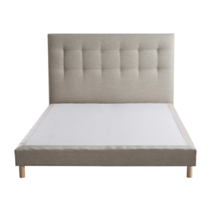 Ensemble sommier tapissier, SYMBIOSE, tête de lit capitonnée beige