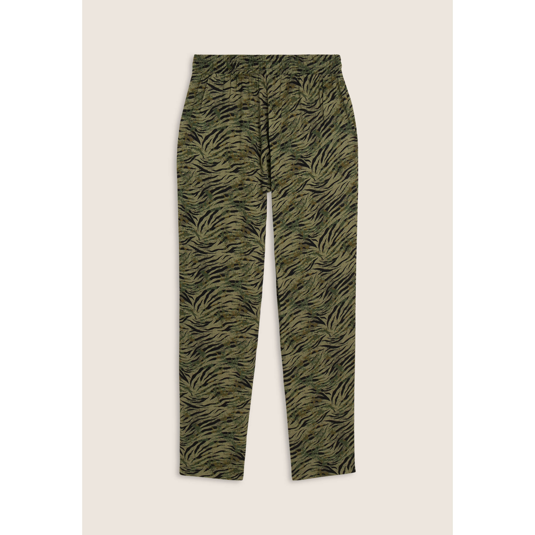 Pantaloni regular fit in viscosa animalier con gamba dritta