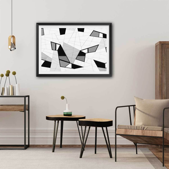 Affiche design detail puzzle Affiche sous cadre noir