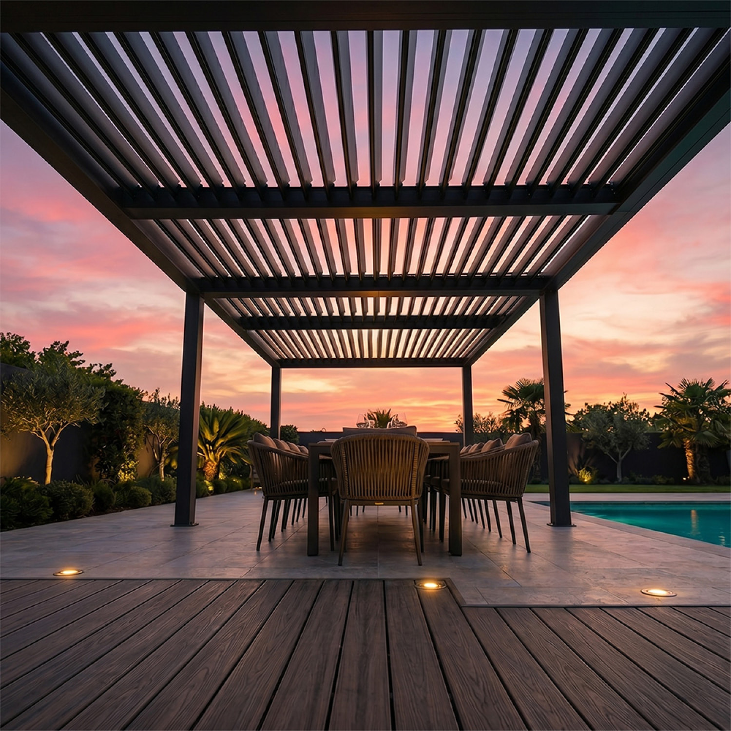 Pergola bioclimatique double 3x6 m noire ALIKI