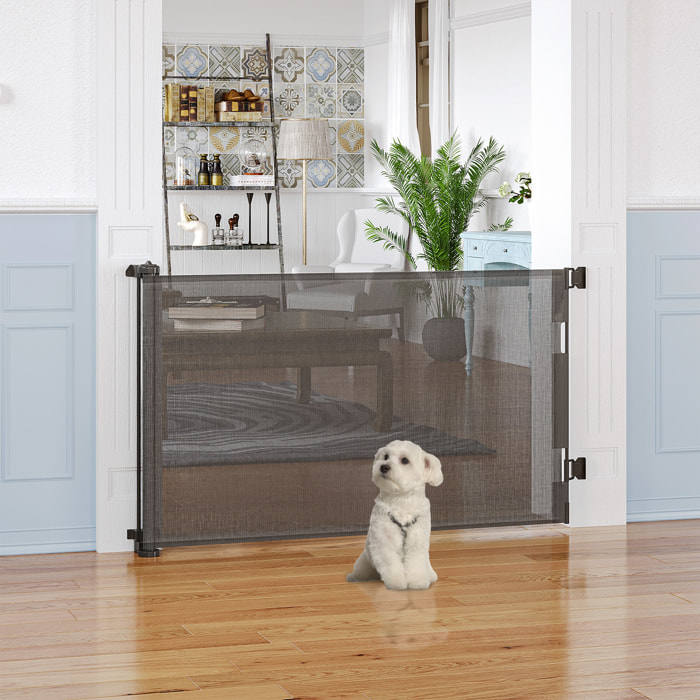 Barrière de sécurité barrière animaux rétractable automatique 1,65L x 0,85H m teslin alu. PVC gris