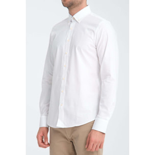 camicia uomo 1 bottone button down slim Jacquard Fantasia Bianco