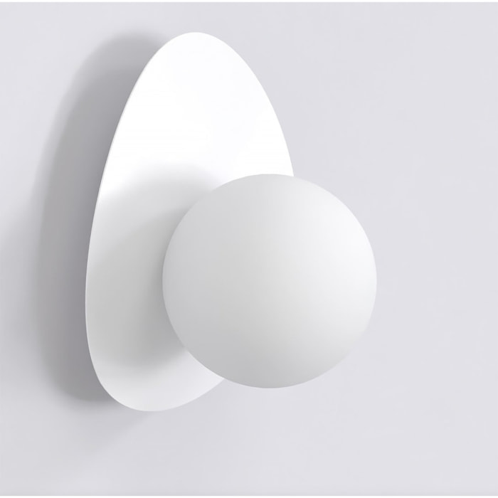Lampada a parete OVO in acciaio bianco