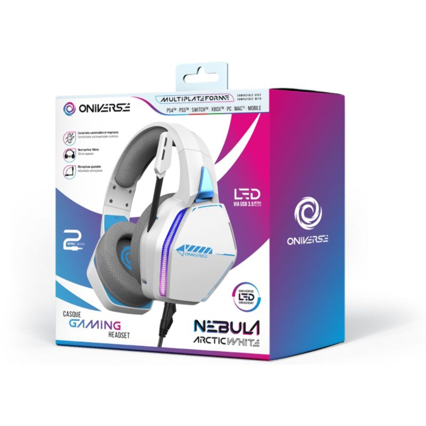 Casque gamer ONIVERSE Nebula Arctic White