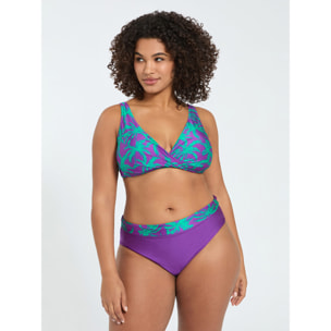 Fiorella Rubino - Bikini con estampado tropical y banda en la cintura - Violeta