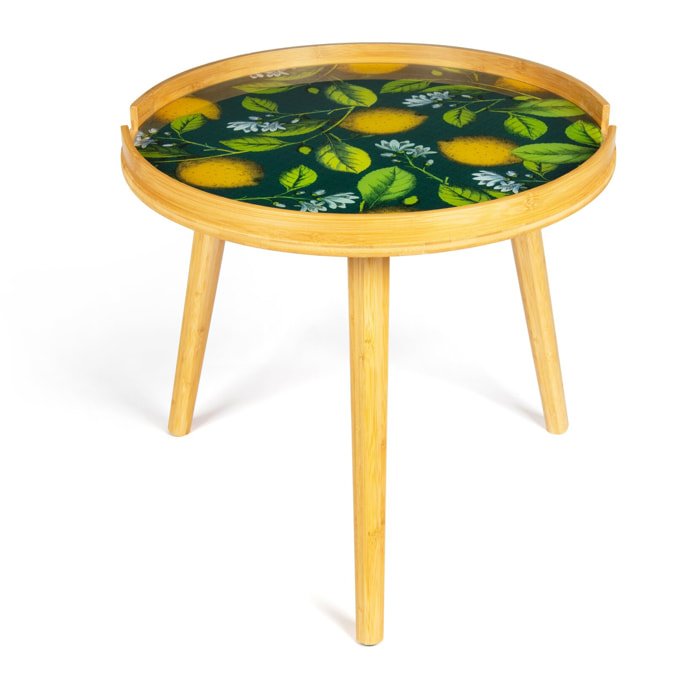 Tavolino Excelsa Boboli in bambù e vetro 48x48x44 cm multicolore