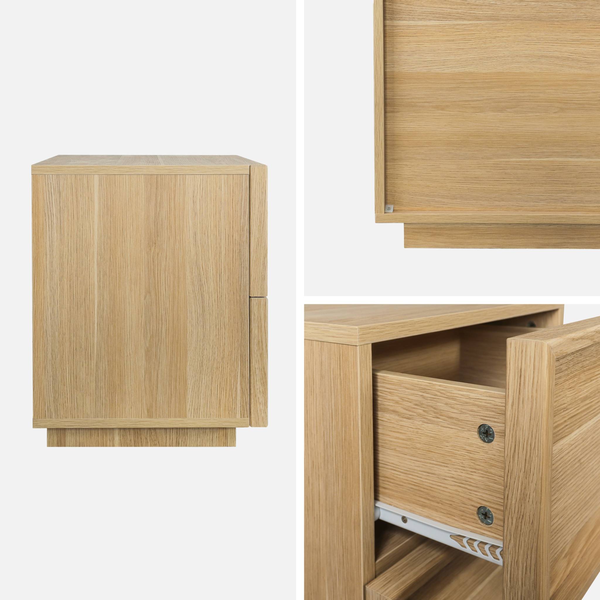 Table de chevet effet bois 2 tiroirs naturel L 42 x P 38 x H 48cm - Kuba