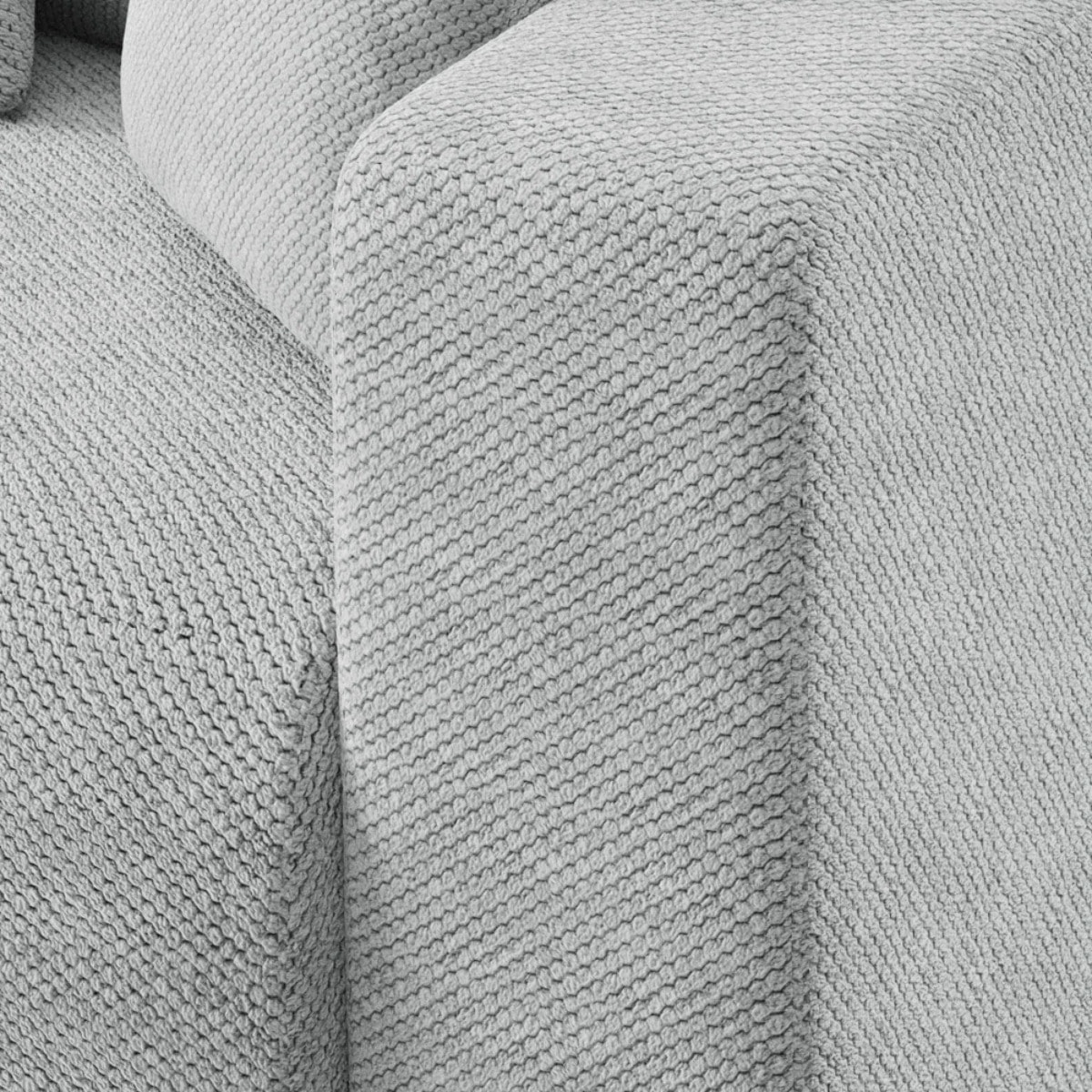 GLORIA - Canapé d'angle gauche convertible 4 places en tissu gris clair