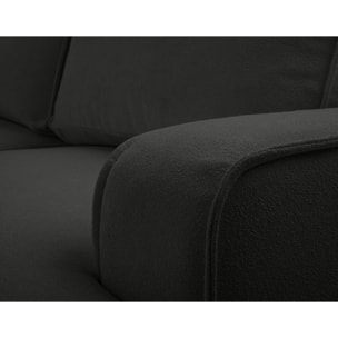Nessino - canapé d'angle droit 4 places - convertible avec coffre - en tissu texturé - Noir