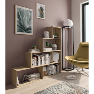 Libreria Design Zig Zag Scaffale Mensola Moderna 6 Vani A Giorni Ripiani Mobile Libri per Soggiorno Salotto Camera Studio 143x144.9x27.9 Cm Rovere