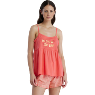 Pigiama donna in cotone con top a bretelle e pantaloncini con stampa coralli articolo summer and fruits Noidinotte