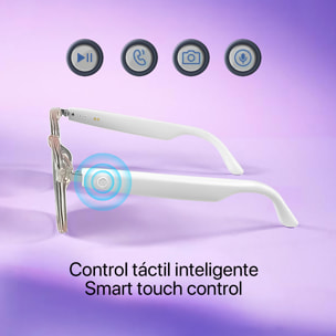 Occhiali intelligenti GS03, chiamata bluetooth, assistente vocale, controllo remoto della fotocamera.