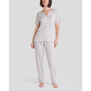Pijama largo mujer vigoré plumas cómodo y moderno
