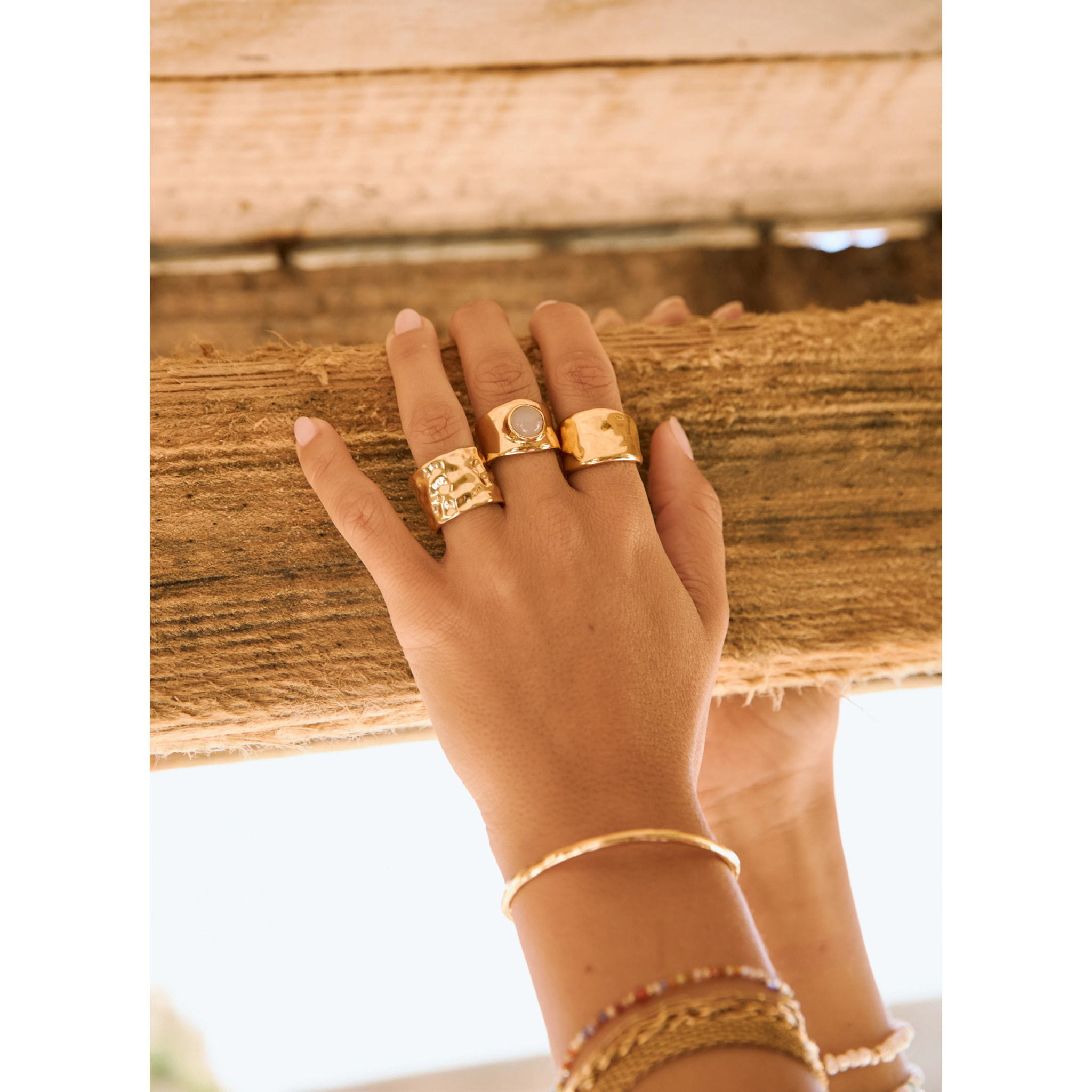 Anillo My Rose Quartz Baño Oro