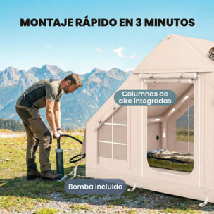 Tienda de Campaña Inflable Glamping para 5–8 Personas con Apertura de Chimenea y Claraboya Bomba UPF30+ Bolsa para 4 Estaciones Instantáneo Resistente al Viento Tela Oxford Impermeable 5000+