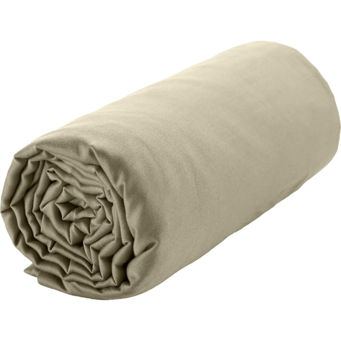 Drap Housse - Bonnet:30cm 100% Satin De Coton lavé 105 Fils Beige