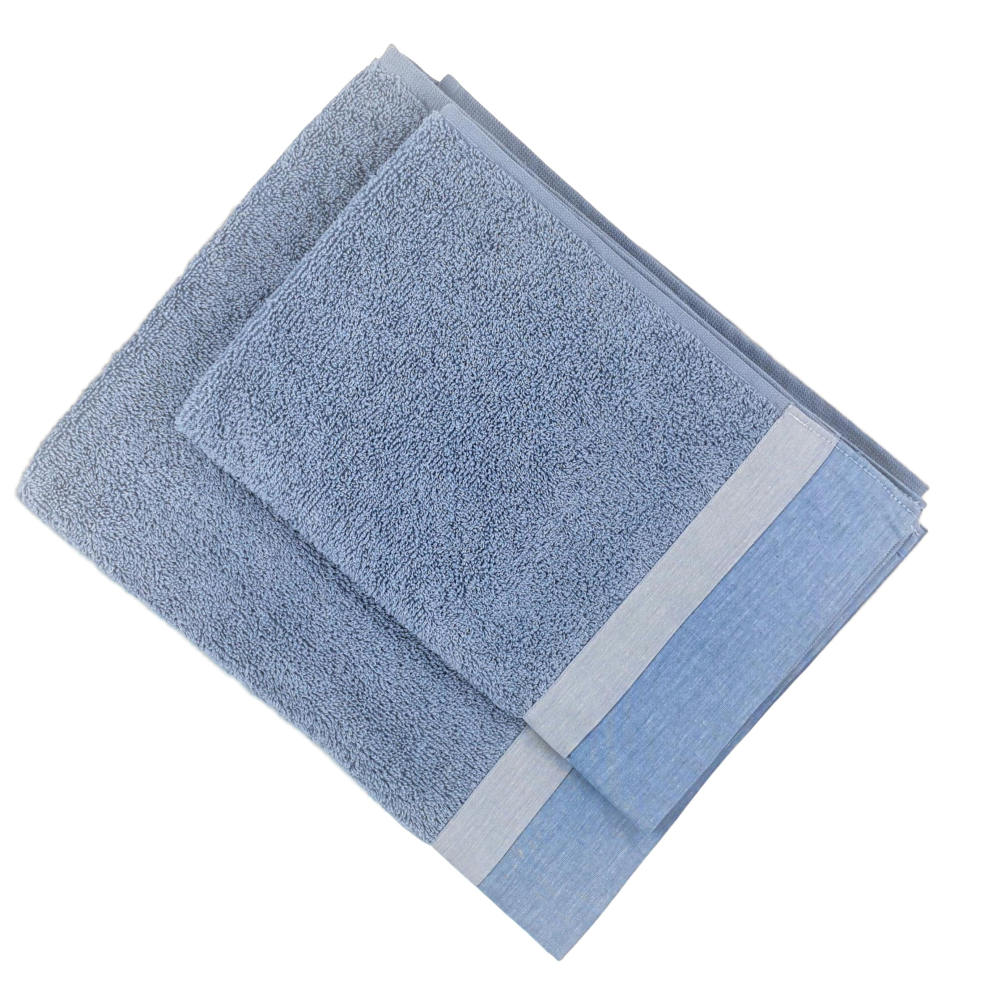 Set Spugna VARAZZE 2 Pezzi: Viso+Ospite - Azzurro - 450 gr/m² - Puro Cotone