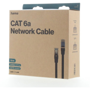 Câble Ethernet HAMA 10M Droit CAT6A Noir