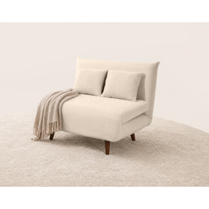 Lumi - Banquette convertible clic-clac 1 place en velours côtelé - Beige