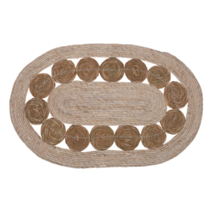 Alfombra ovalada de hoja de totora y maíz 80x50cm