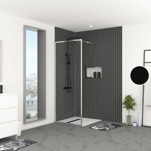Paroi de Douche 80x200 cm - Cadre et Bras Aluminium Chrome - CHROMED CONTOURING