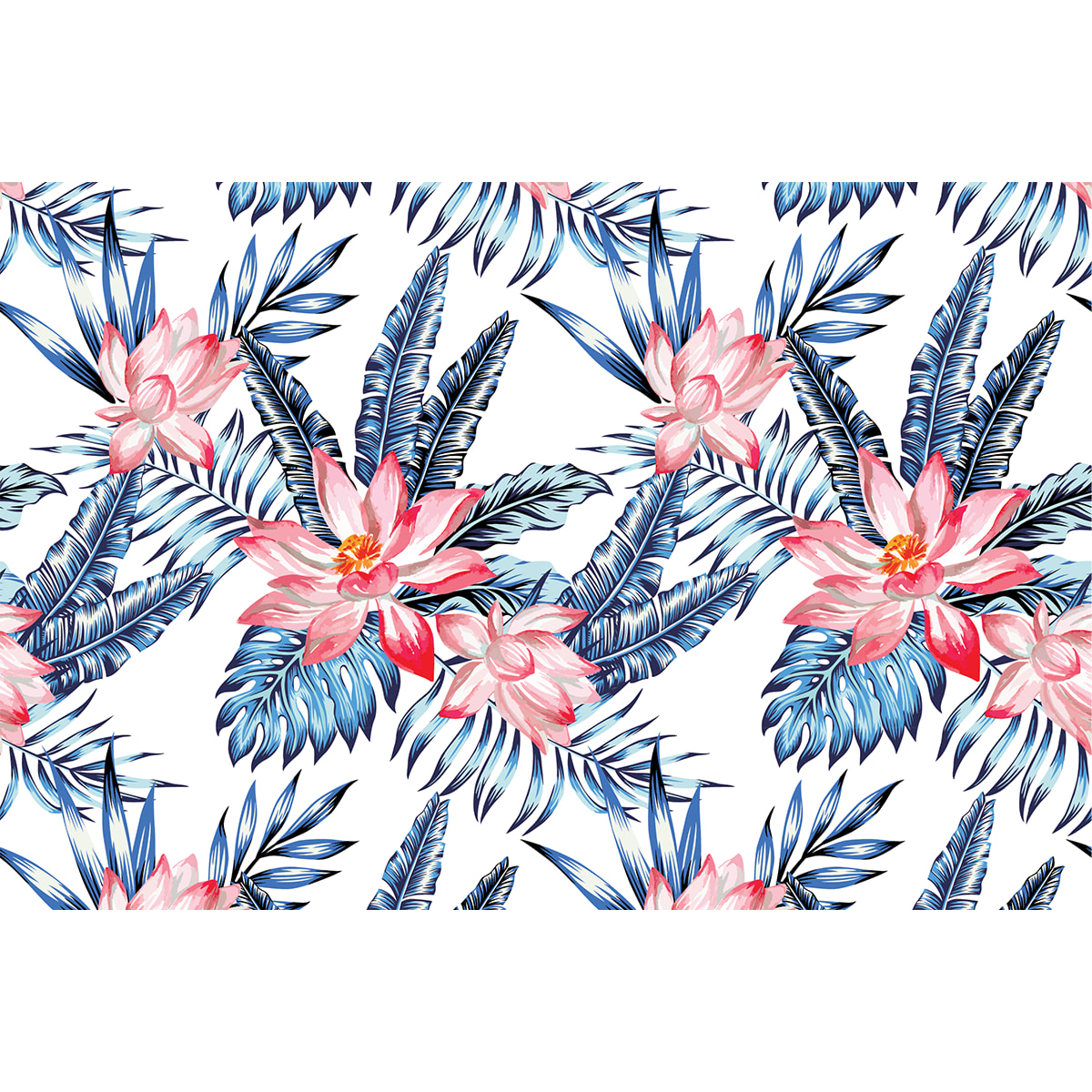 Sticker meuble tropical fleurs de lotus 60 x 90 cm