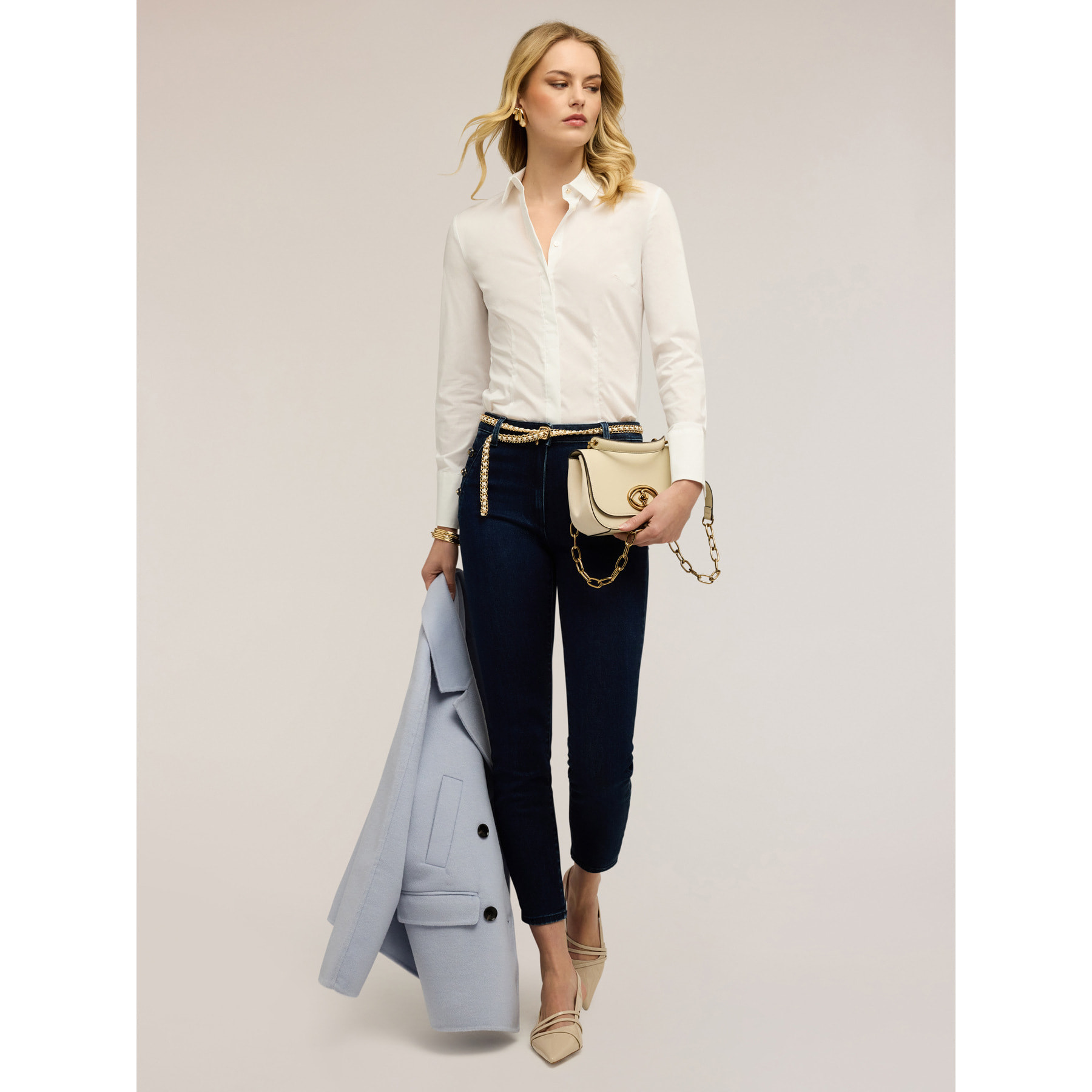 Motivi - Camicia in popeline di misto cotone - Bianco