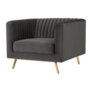 Fauteuil en velours gris - Gatsby