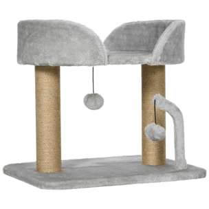 Árbol Rascador para Gatos Pequeños Altura 42 cm Árbol para Gatos con Nido Bolas Colgantes y Postes de Sisal 48x38x42 cm Gris Claro