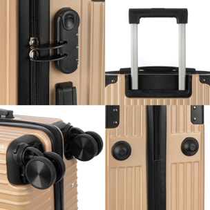 DAM Valigia grande volume trolley rigido ultraleggero, in ABS ad alta resistenza con angoli rinforzati. Chiusura numerica e 4 ruote doppie estraibili e girevoli a 360°. 52x31x78 Cm. Colore: Oro