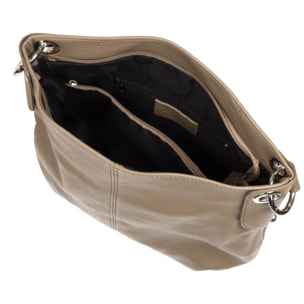 FIRENZE ARTEGIANI Borsa a Spalla da Donna Airole. Dollaro vera pelle Made in Italy 37x14x30 Cm. colore marrone