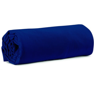 Drap Housse 100% Coton 200x200cm Bonnet 35cm 100% Coton 57fils Bleu Imperial