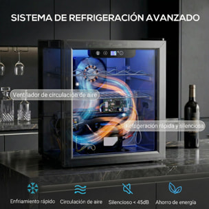 Vinoteca 12 Botellas, Nevera para Vinos con Capacidad de 36 L, Temperatura Ajustable 4-16℃, Puerta de Vidrio, Luz LED, Pantalla Táctil Digital, para Bebidas, Negro