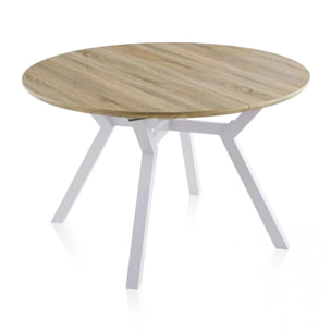 Mesa redonda extensible Aeris Roble - Blanco