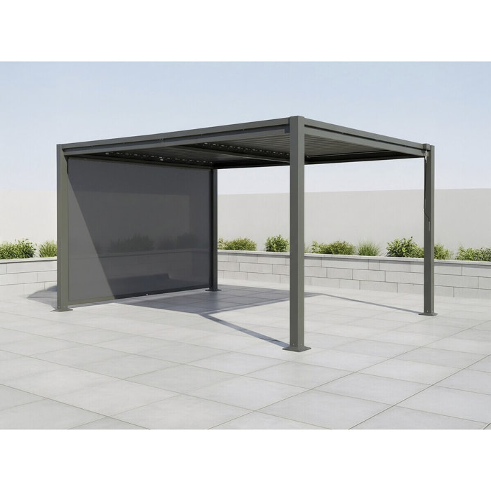 Pergola bioclimatique avec store en acier galvanisé "Howard" - 3 x 4 m - Gris