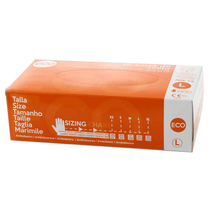 Gants en vinyle sans poudre eco 100 pcs