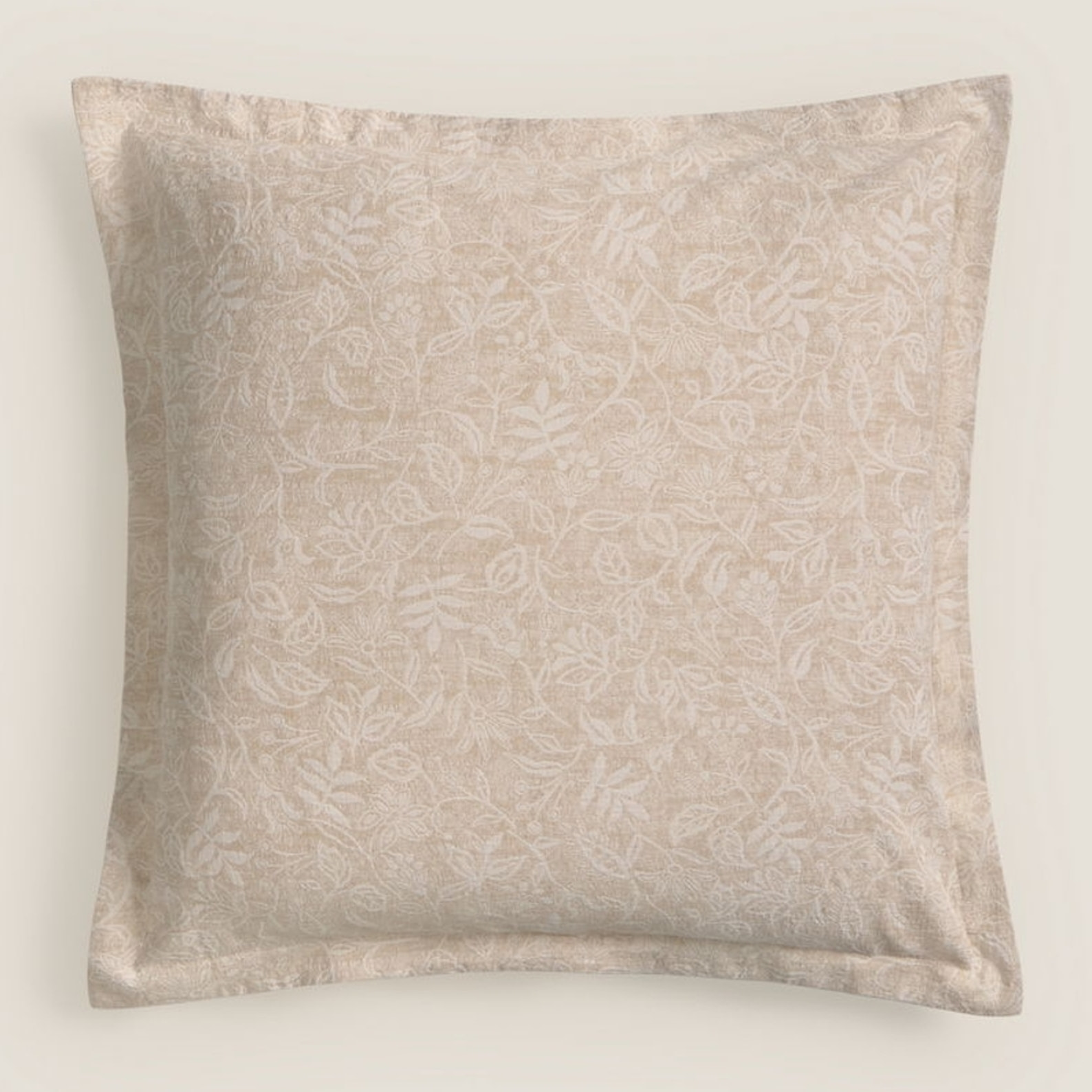 Funda de cuadrante jacquard flores Dreja color marron beige 100% Algodón