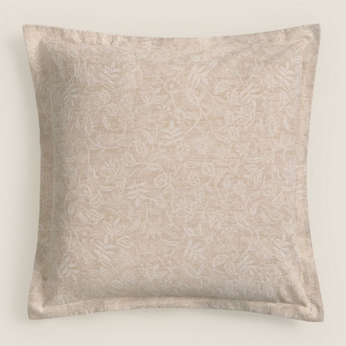 Funda de cuadrante jacquard flores Dreja color marron beige 100% Algodón