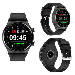 Smartwatch GT66 multideporte, misurazioni della pressione e O2 nel sangue, con auricolari TWS 5.1 integrati.