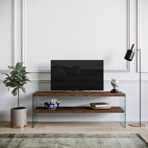 Mobile porta TV Dpianc, Credenza da soggiorno, Armadio basso per TV, Base parete attrezzata, 120x35h45 cm, Noce Scuro