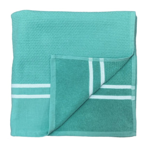 Fouta doublée éponge Waffle Aqua 90x170 355g/m²