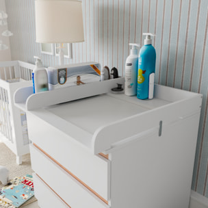 Fasciatoio Universale Per Cassettiera Piano Con Divisorio Rimovibile Angoli Arrotondati Pratico Salvaspazio Fissaggio Sicuro 80x74.5x8.5 Cm Bianco